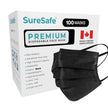 SURESAFE Premium Black Mask - Disposable Face Mask Pack of 100, 3 Ply face mask with Ear Loop, Women and Men Face Mask, High Filtration 🍁 All In One Marketplace Canada