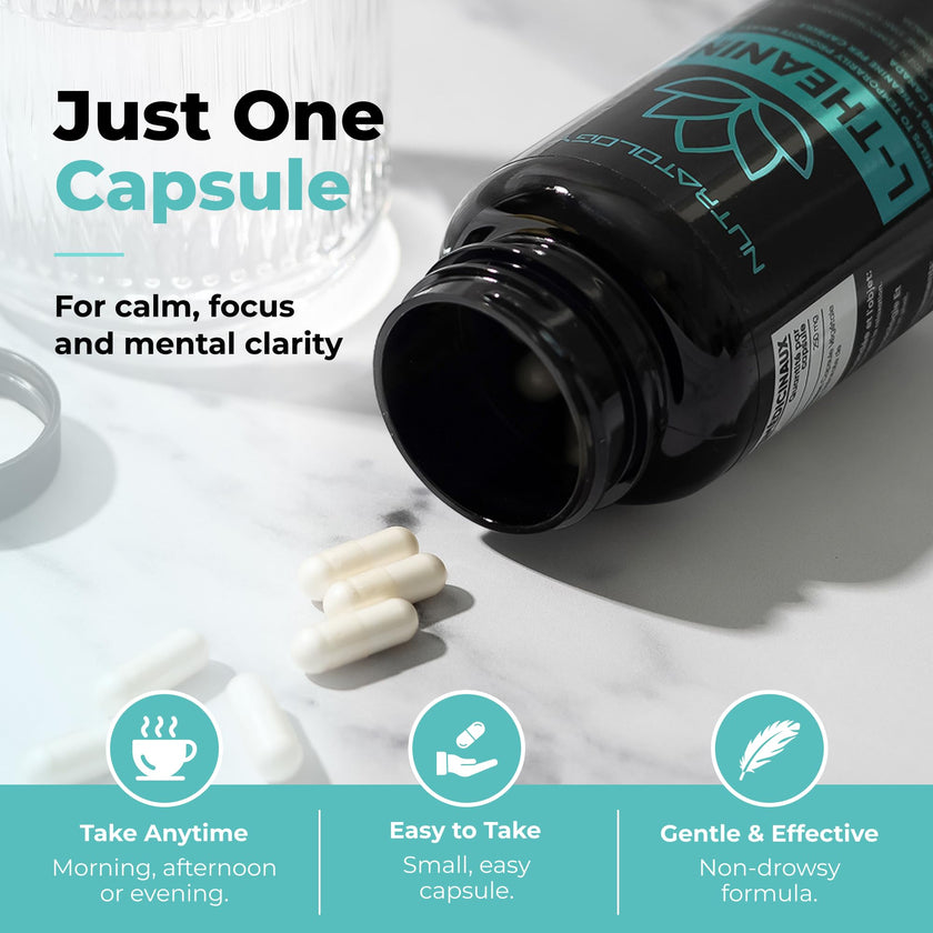 Nutratology® L-Theanine 250MG Capsules | Canadian-Made | For Stress Management | Promotes Relaxation & Calmness Without Drowsiness - L-Theanine Supplement for Stress Relief | 240 Capsules 🍁 All In One Marketplace Canada