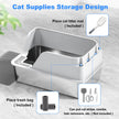 Stainless Steel Cat Litter Box with Lid, XL for Big Cats, High Sided Metal Litter Pan, Anti Leakage,Odor-Free & Easy Cleaning,Included Scoop &Trash Bag*2 & Mat & Sticker (White) 🍁 All In One Marketplace Canada