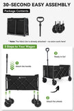 Hikenture Wagon Cart Foldable, Ultra-Compact Small Utility Folding Wagon, Heavy Duty Grocery Cart with All-Terrain Wheels, Portable Collapsible Wagon for Garden, Beach, Shopping, Camping, Sports 🍁 All In One Marketplace Canada