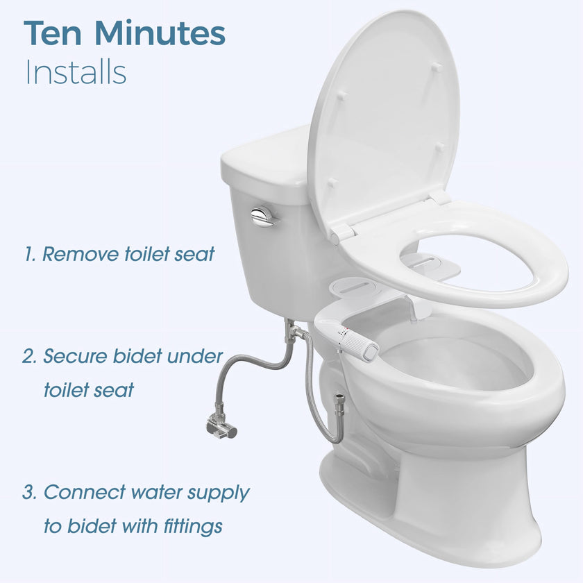 BIGCOW Bidet Attachment for Toilet, Ultra-Slim Dual Nozzle (Frontal & Rear Wash) Hygienic Toilet Bidet, Fresh Cold Water Pressure Adjustable Bidet Attachment with Stainless Steel Inlet 🍁 All In One Marketplace Canada