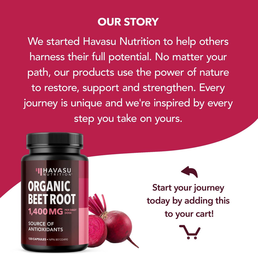 Organic Beetroot Capsules 1400MG | Potent Nitric Oxide for Healthy Blood Flow Support & Energy | 700MG Beetroot Powder Per Capsule | Nitric Oxide Supplements for Men & Women | Made in Canada | 120 Ct 🍁 All In One Marketplace Canada