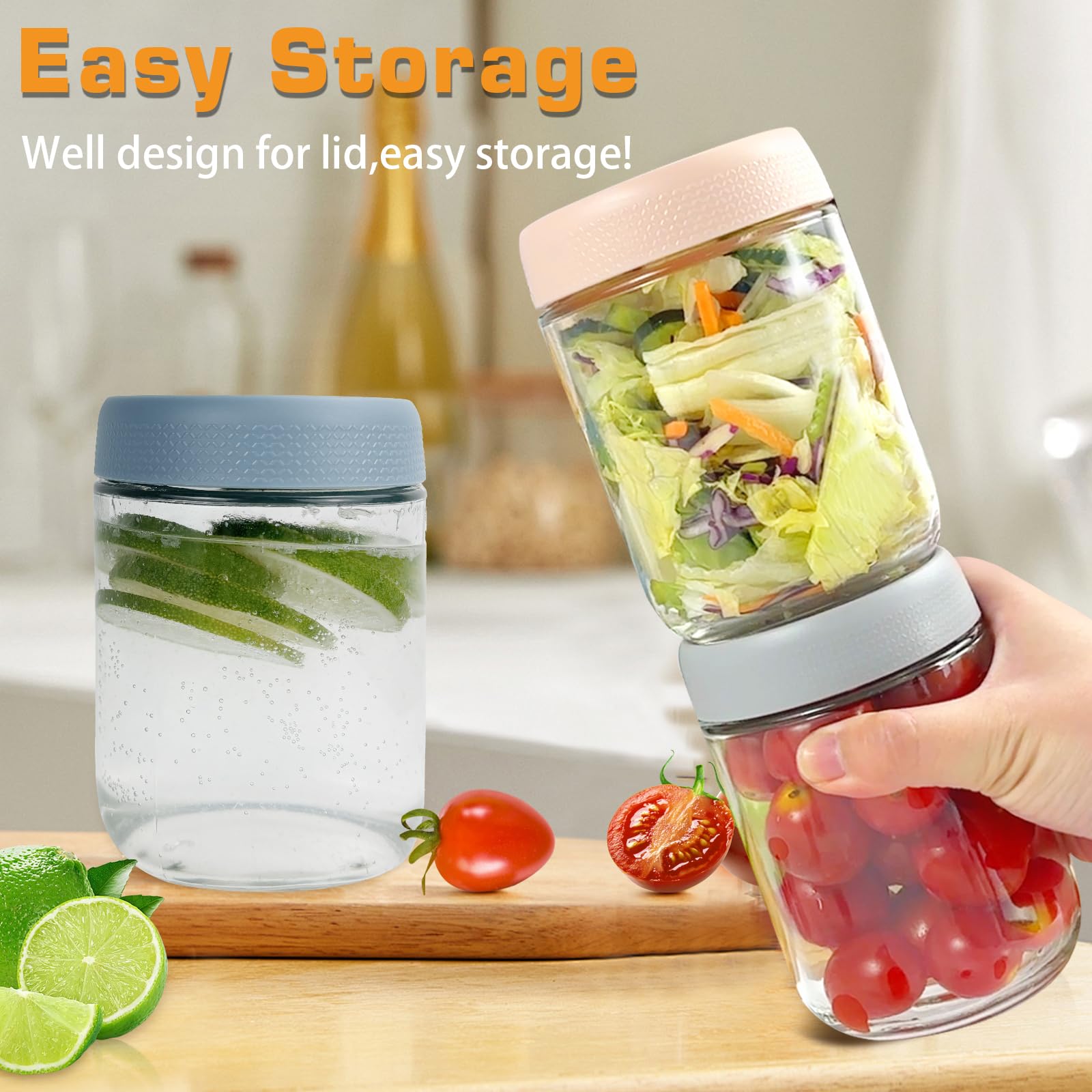 16 OZ Overnight Oats Jar,6 Pack Glass Jar with Lid and Spoon,Reusable Wide Mouth Mason jars for Overnight Oats,Yogurt Snacks Fruit, Salad Dressing, Sauce,Cereal-Leak Proof(500 ml) 🍁 All In One Marketplace Canada