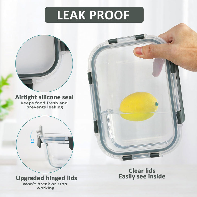[10-Pack] MCIRCO Glass Meal Prep Containers With Lids, Food Storage With Snap Locking Lids, Airtight Lunch Boxes, Microwave, Oven, Freezer and Dishwasher Safe 🍁 All In One Marketplace Canada