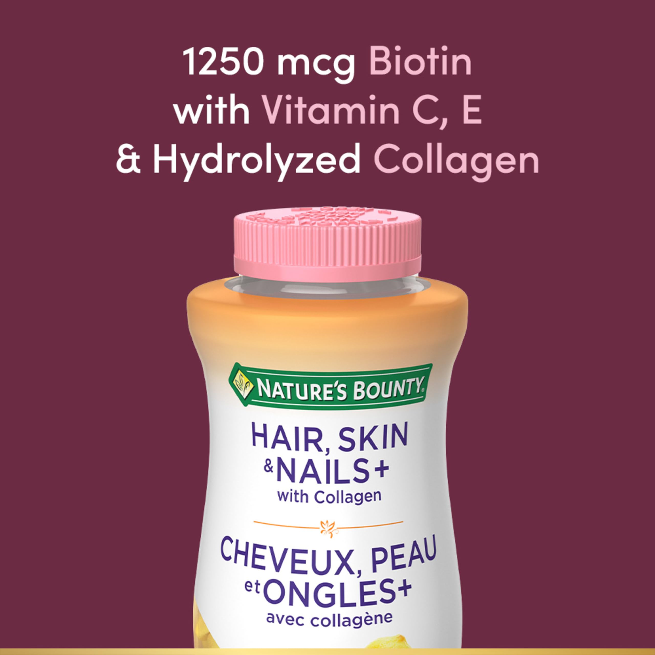 NATURE'S BOUNTY Hair, Skin & Nails Plus Collagen, Maintains Health Of Hair, Skin & Nails, 412.5 g 🍁 All In One Marketplace Canada