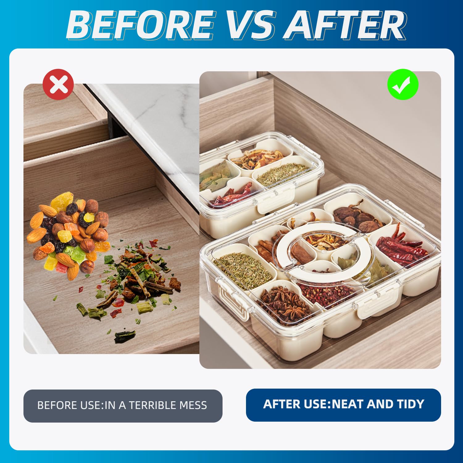 Pure Future 2-Pack Snackle Box Containers with Handles - Divided Serving Tray with Lids, 8 Compartments Charcuterie Box for Travel, Movie Nights & Parties (Hand Wash Only) 🍁 All In One Marketplace Canada