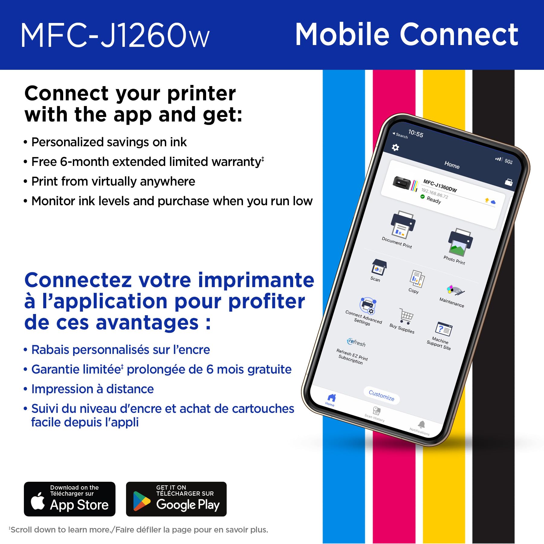 Brother MFC-J1260W Work Smart Wireless Colour Inkjet All-in-One Printer Scanner Copier for Home Office 150-Sheet Tray 16ppm Black 9ppm Colour with LC501 Starter Ink (MFCJ1260W) 🍁 All In One Marketplace Canada