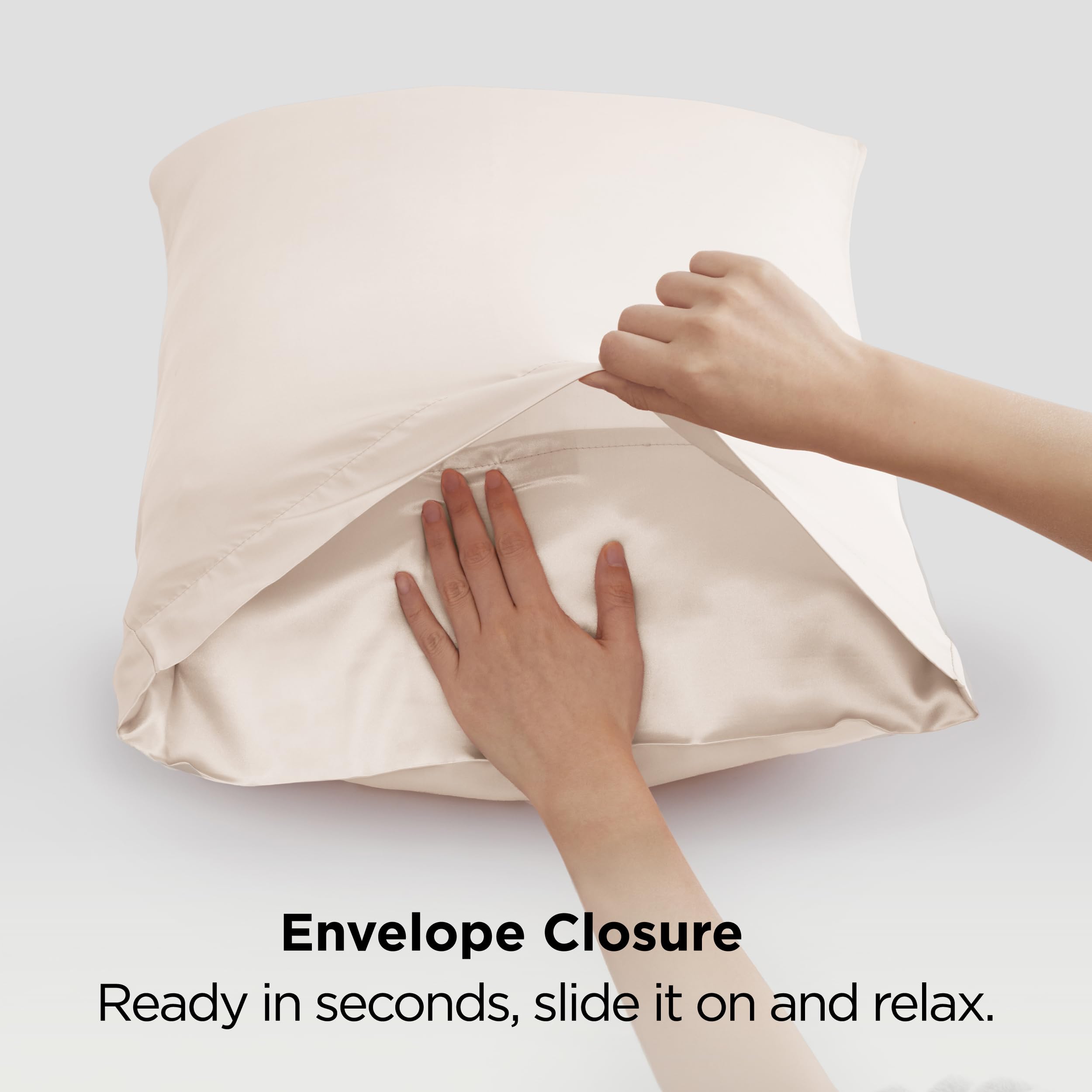 Bedsure Satin Pillow Cases Queen Size 2 Pack - Similar to Silk Pillow Cases, Silky Pillowcase Covers for Hair and Skin with Envelope Closure, Gifts for Women Men, Beige, 20x30 Inches 🍁 All In One Marketplace Canada