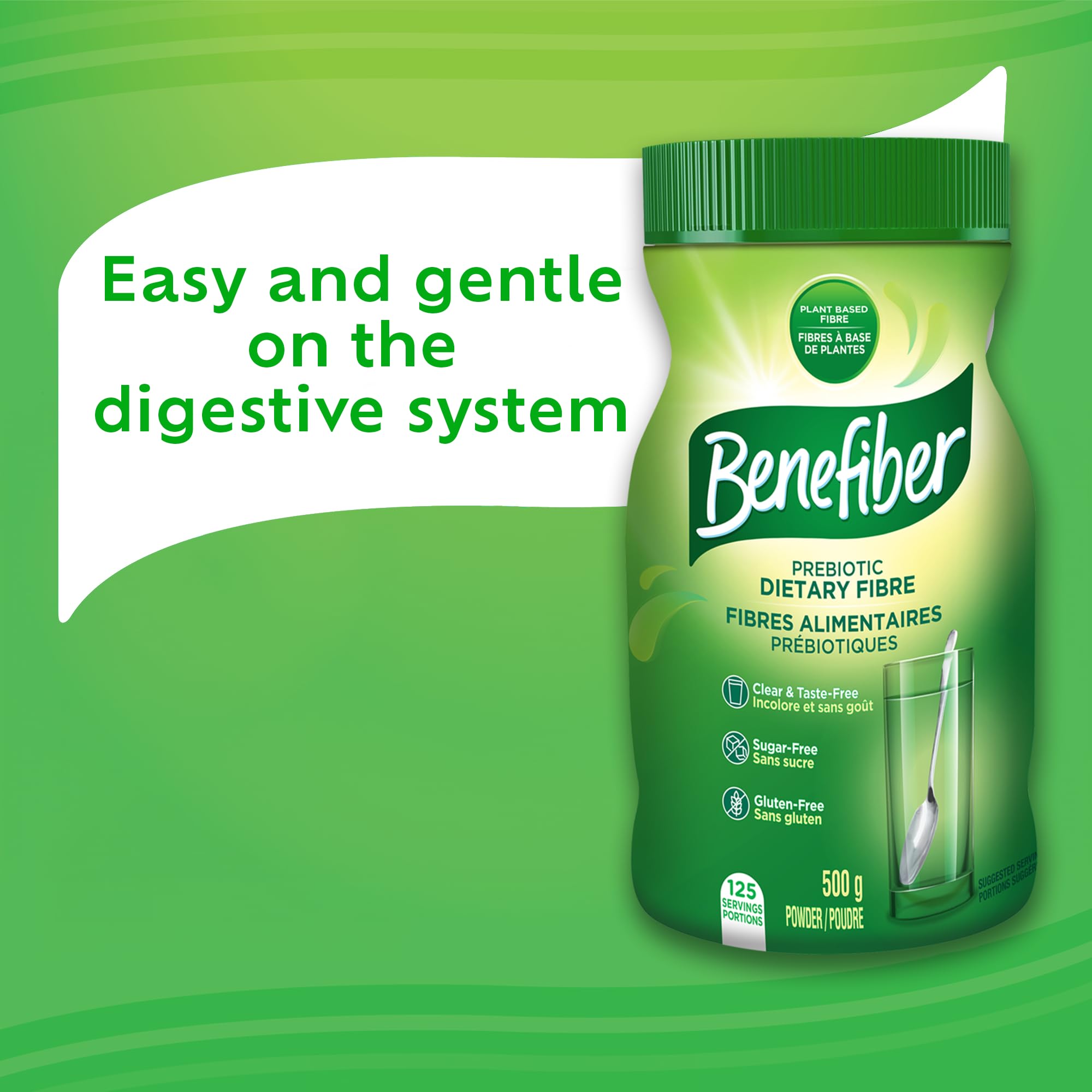 Benefiber Prebiotic Fibre Supplement Powder, Promotes Good Gut Health, Unflavoured & Completely Clear, Dissolves in Drinks & Food, Plant‑Based, Sugar‑Free, Gluten‑Free, Non-GMO, Daily Soluable Fibre Supplement, 125 Servings (500 g)