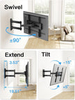 Pipishell Full Motion TV Wall Mount for 26-65 Inch TVs up to 77 lbs, Height Adjustable Corner Wall Mount Bracket with Articulating Arm, Swivel Extension Tilt, Max VESA 400x400mm, PIMF9 🍁 All In One Marketplace Canada