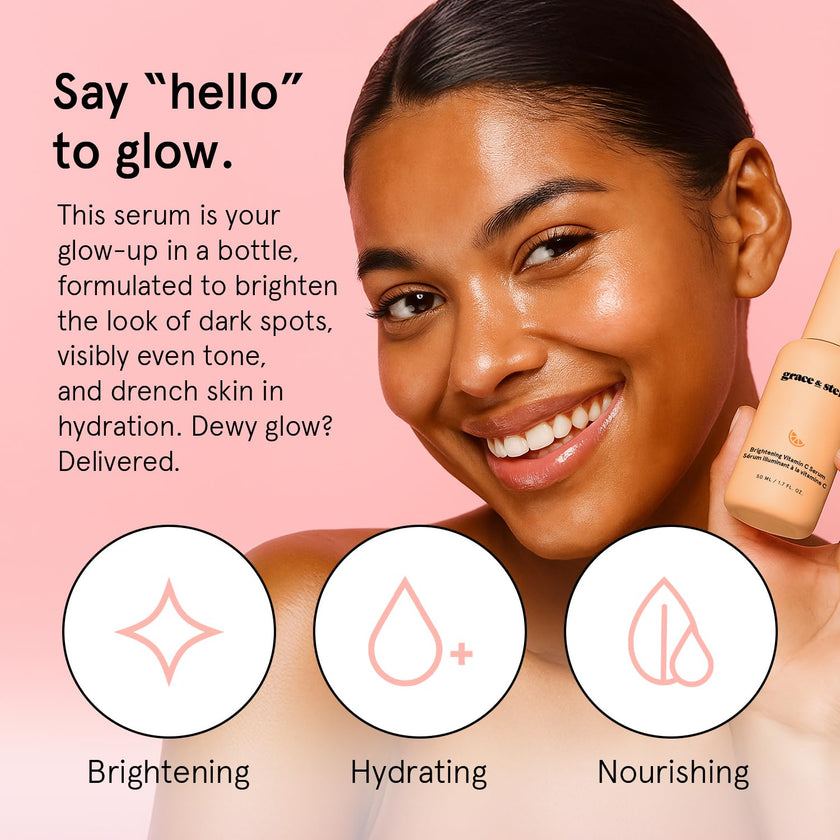 grace & stella Vitain C Serum (50ml /1.7 fl oz) - Brightening Vitamin C Face Serum with Hyaluronic Acid - To Reduce Dullness & Dark Spots - Vegan Skincare 🍁 All In One Marketplace Canada
