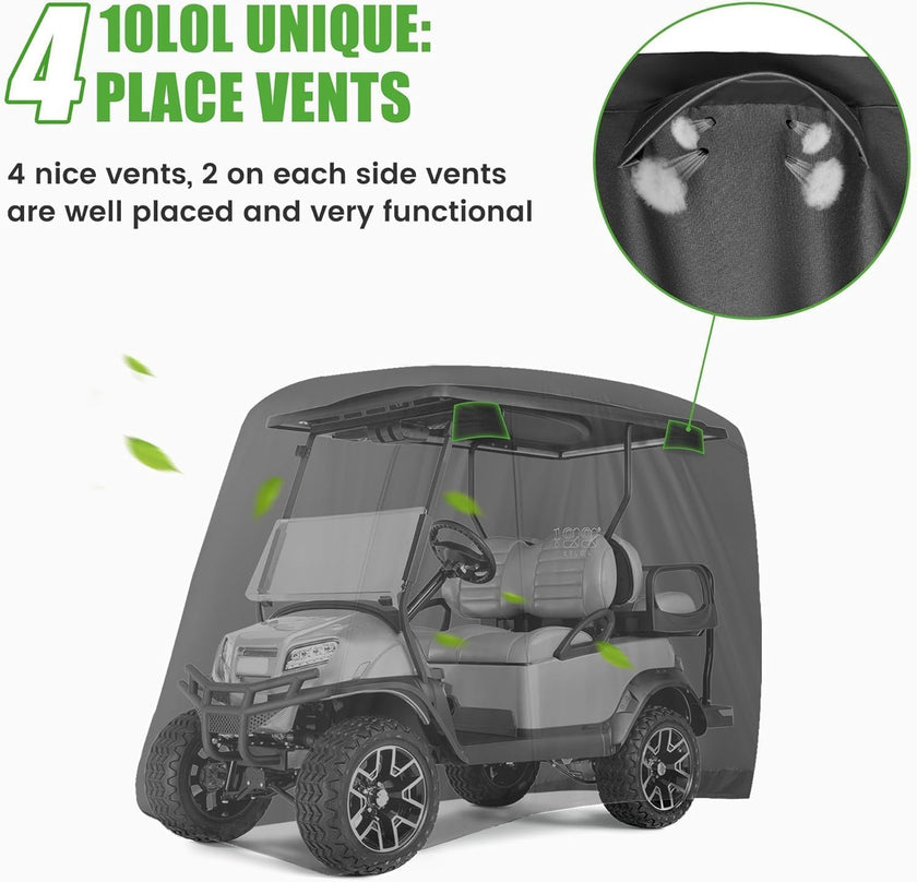 10L0L Universal 2-4 Passenger Golf Cart Cover for EZGO, Club Car and Yamaha, Waterproof Sunproof and Durable, Black 🍁 All In One Marketplace Canada