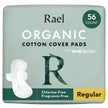 Rael Organic Cotton Cover Pads - Regular Absorbency, Unscented, Ultra Thin Pads with Wings for Women (56 Total) 🍁 All In One Marketplace Canada