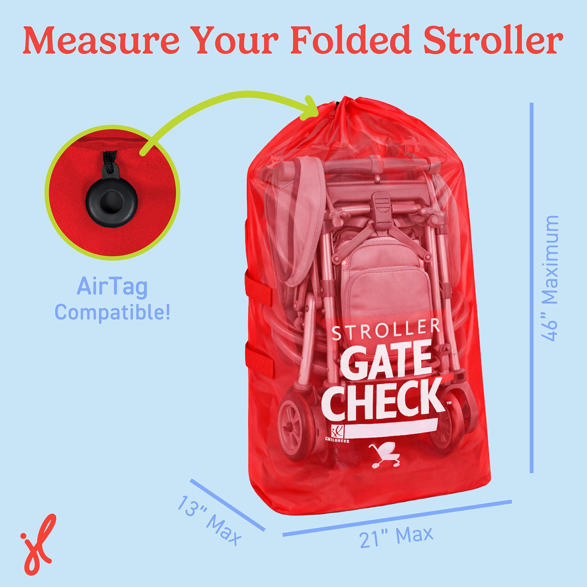 J. L. Childress Gate Check Air Travel Bag for Standard and Double Strollers, Red 🍁 All In One Marketplace Canada