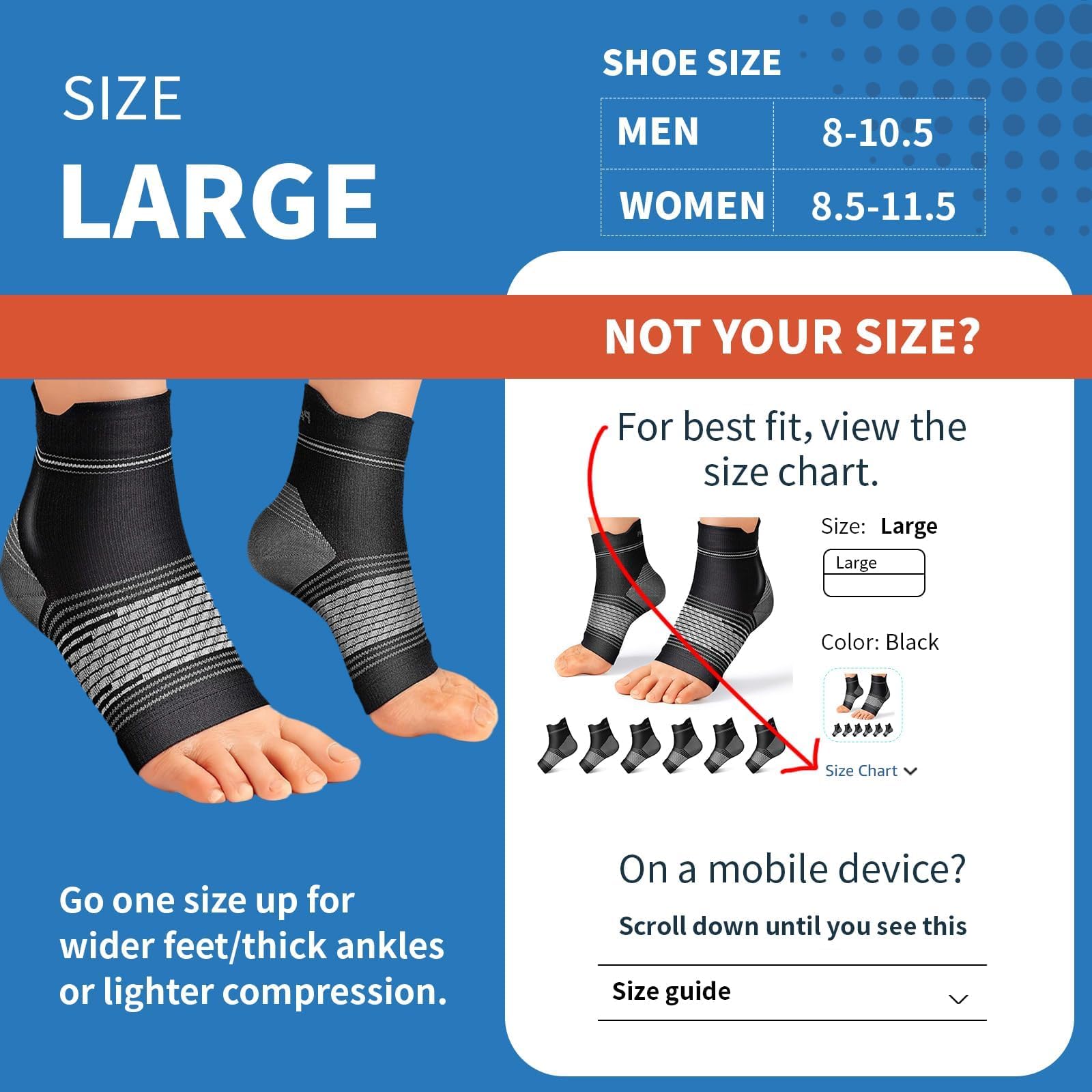Plantar Fasciitis Sock (6 Pairs) for Men and Women, Ankle Brace Compression Socks with Arch Support for Achilles Tendonitis, Heel Pain, Swelling & Arthritis Relief, Black, Large 🍁 All In One Marketplace Canada