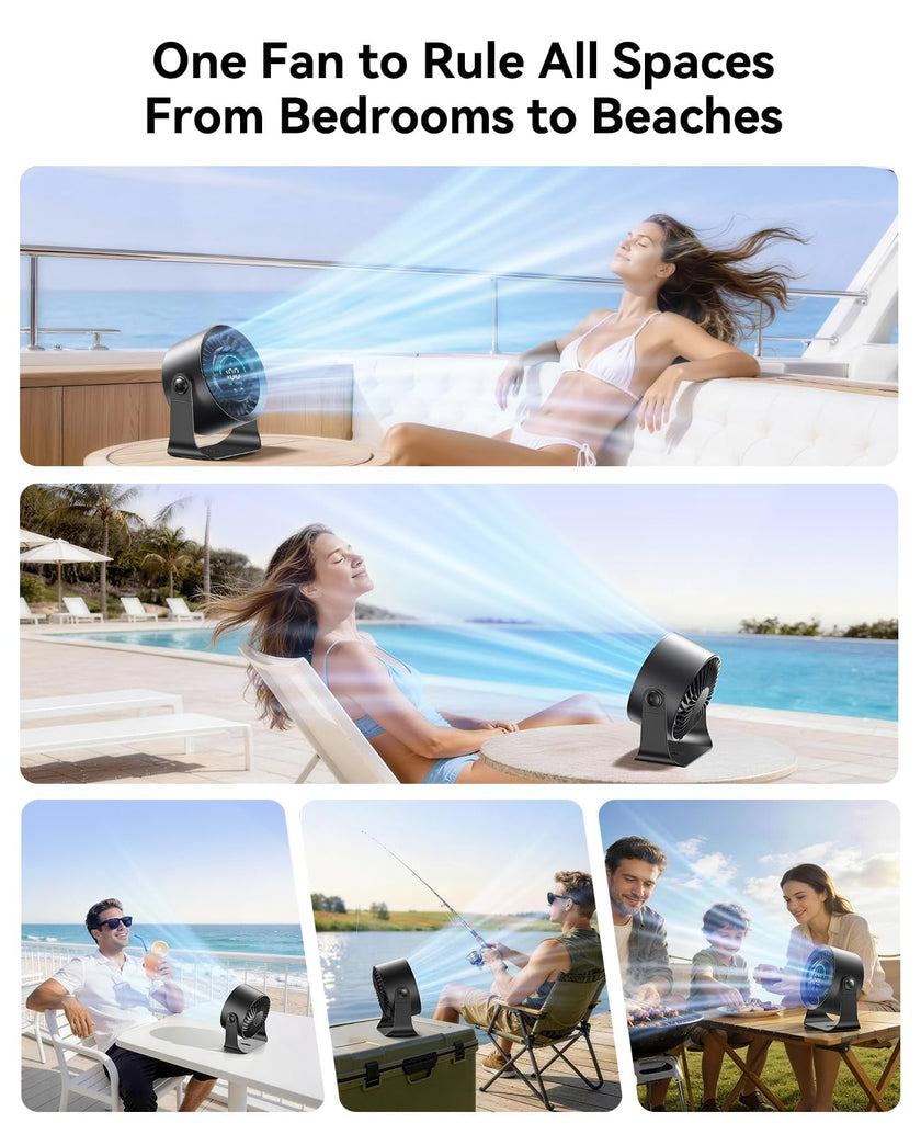DIGIX Rechargeable USB Desk Fan for Bedroom, 100 Speeds, 360° Rotation, Wall Mounted Design Small Portable Table Fan with LED Display, Quiet Personal Desktop Cooling Fans for Home Office (Black) 🍁 All In One Marketplace Canada