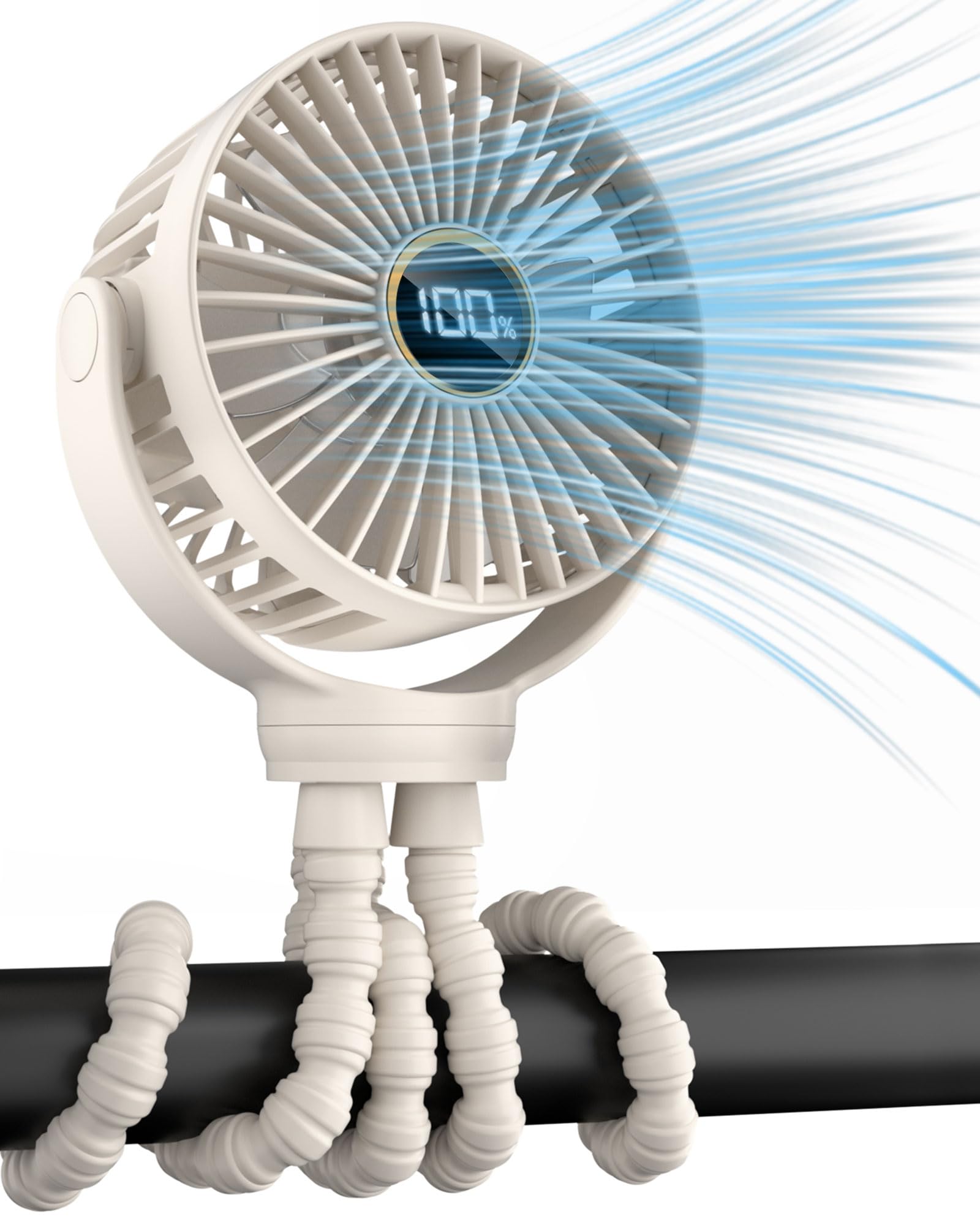 Stroller Fan, Portable Fan, Battery Powered Baby Clip On Fans, 3 Speeds Personal Cooling Fan with Rotatable Handheld for Car Seat Crib Bike Treadmill, Beige-white 🍁 All In One Marketplace Canada