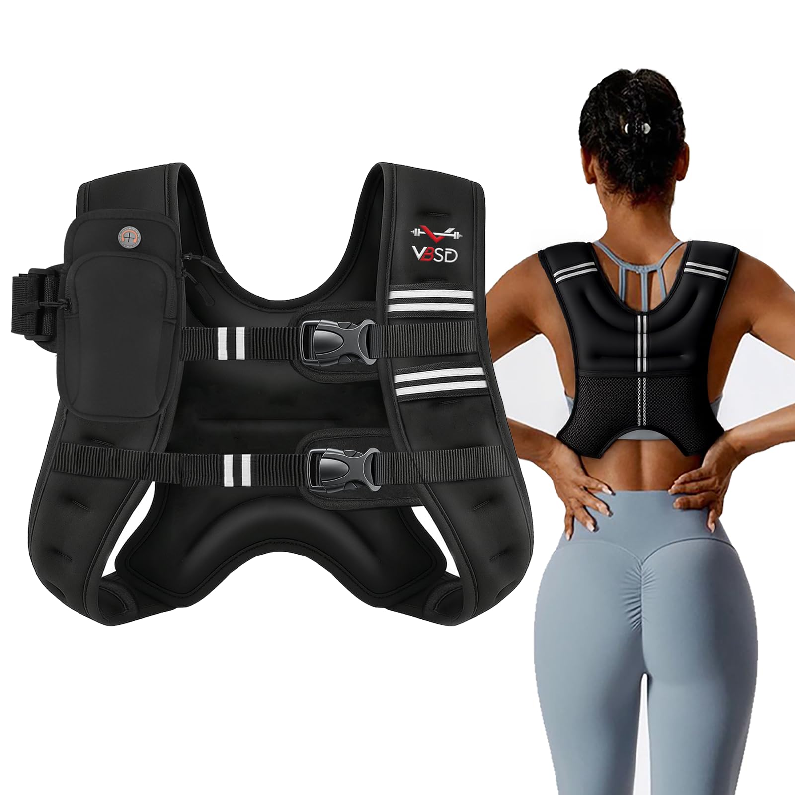 VBSD Weighted Vest Woman 16LB Weight Vest for Women Men Body Weight Vests for Walking Strength Training Running Workout Jogging Fitness Black 🍁 All In One Marketplace Canada
