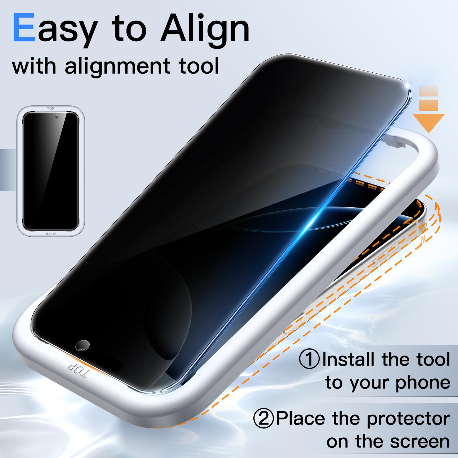 JETech Privacy Screen Protector for iPhone 16 Pro 6.3-Inch, Anti-Spy Tempered Glass Film with Easy Installation Tool, 2-Pack 🍁 All In One Marketplace Canada