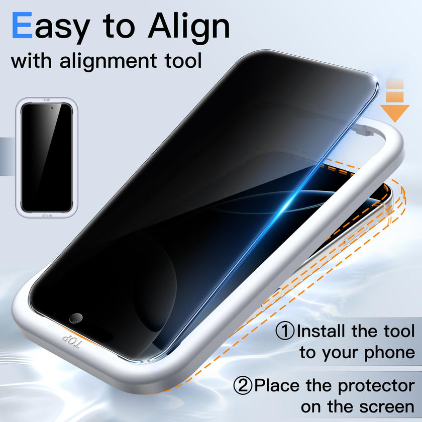 JETech Privacy Screen Protector for iPhone 16 Pro 6.3-Inch, Anti-Spy Tempered Glass Film with Easy Installation Tool, 2-Pack 🍁 All In One Marketplace Canada