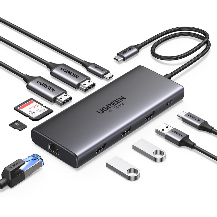 UGREEN 10 in 1 Docking Station for Laptop Dual Monitor, Revodok Pro 210 with Single 8K@30Hz, Dual 4K@60Hz, 100W PD, 1Gbps Ethernet, SD/TF, 5Gbps USB, USB C Hub for MacBook Air/Pro, ASUS, HP, XPS13&15 🍁 All In One Marketplace Canada