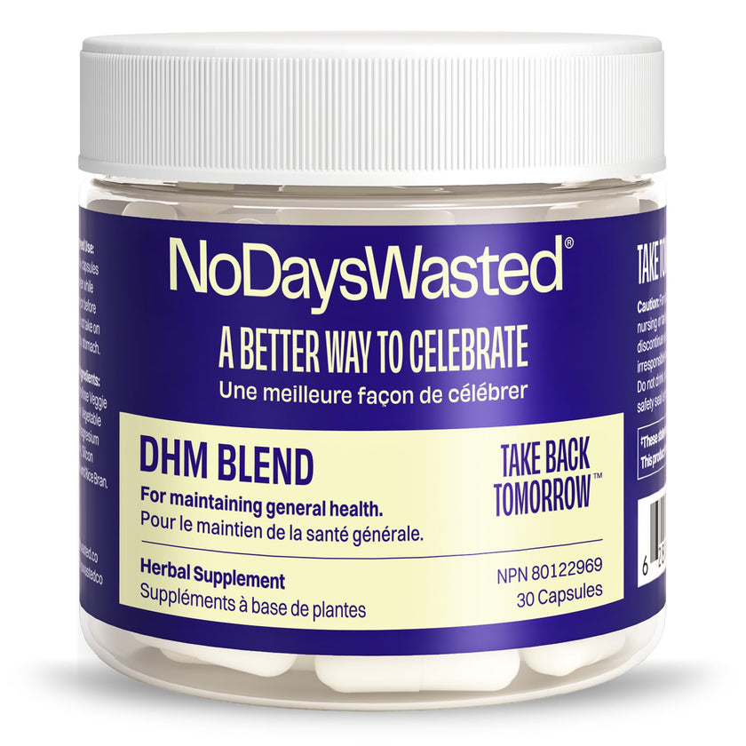 DHM Blend, No Days Wasted, 30 Capsules (15 Servings) - Jar - Dihydromyricetin (DHM Supplement), Milk Thistle, Prickly Pear, Hydration Blend-Take During Evening for Better Next Day After Celebrating 🍁 All In One Marketplace Canada