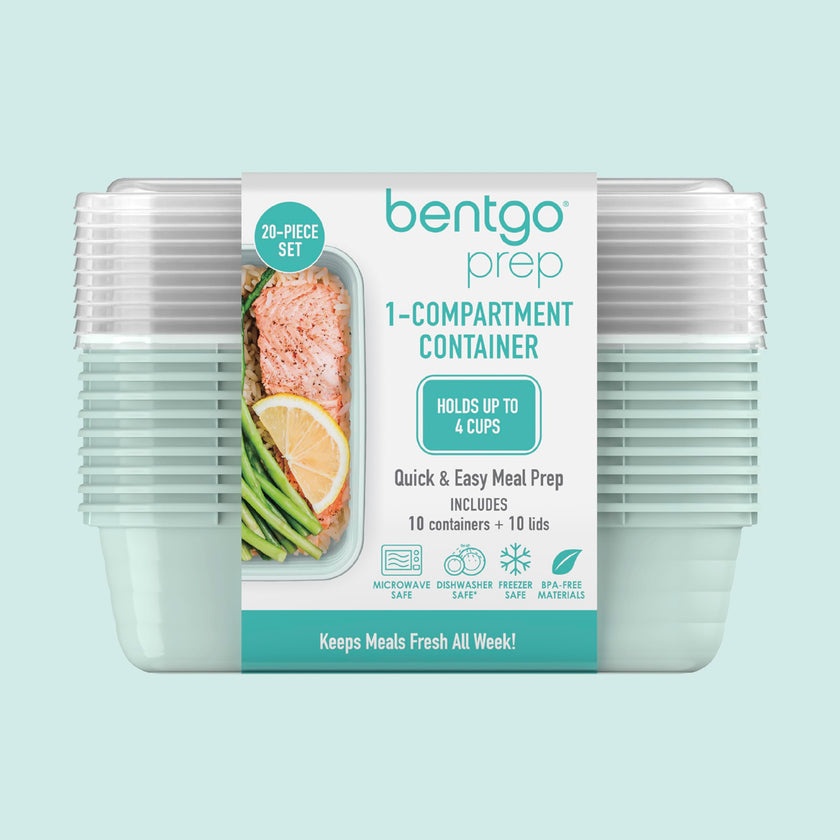 Bentgo Prep 1-Compartment Meal-Prep Containers with Custom-Fit Lids - Microwaveable, Durable, Reusable, BPA-Free, Freezer and Dishwasher Safe Food Storage Containers - 10 Trays & 10 Lids (Mint) 🍁 All In One Marketplace Canada