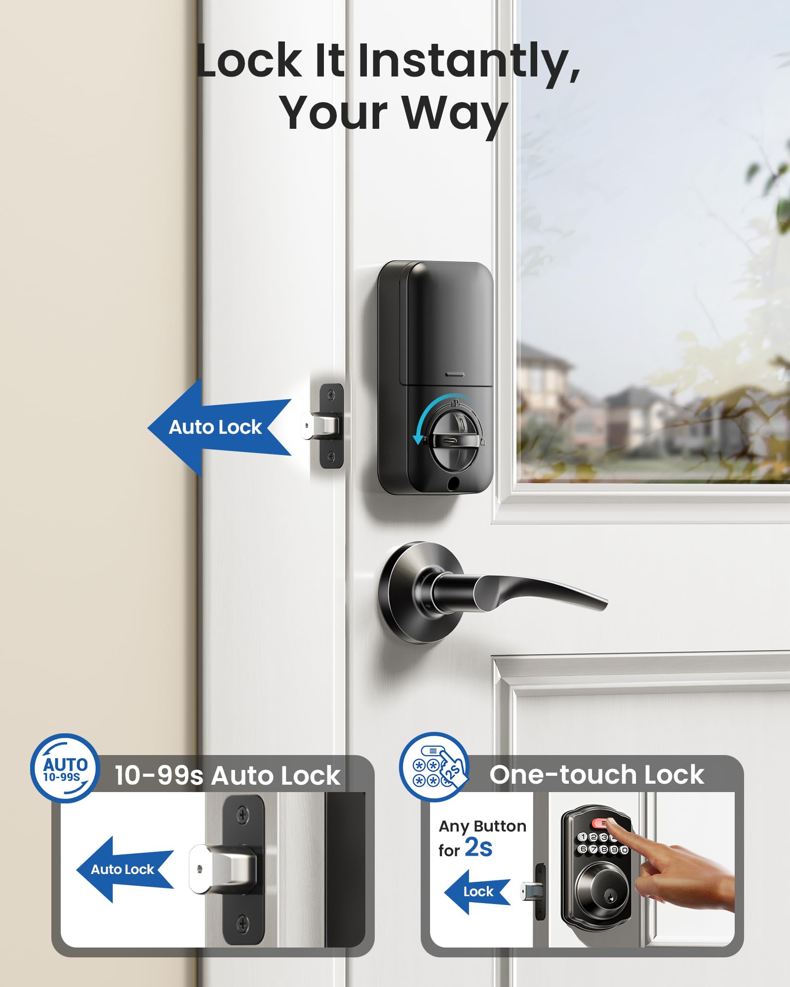 Veise KS01B Keypad Door Lock with 2 Lever Handles Set, Matte Black 🍁 All In One Marketplace Canada