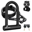 Sportneer Bike Lock: 17mm Heavy Duty Anti-Theft Bike U Lock with 12mm x 1.5m Steel Cable, High-Security Bicycle Lock with 2 Keys & Mounting Bracket for Mountain, Road, Folding & Electric Bikes 🍁 All In One Marketplace Canada