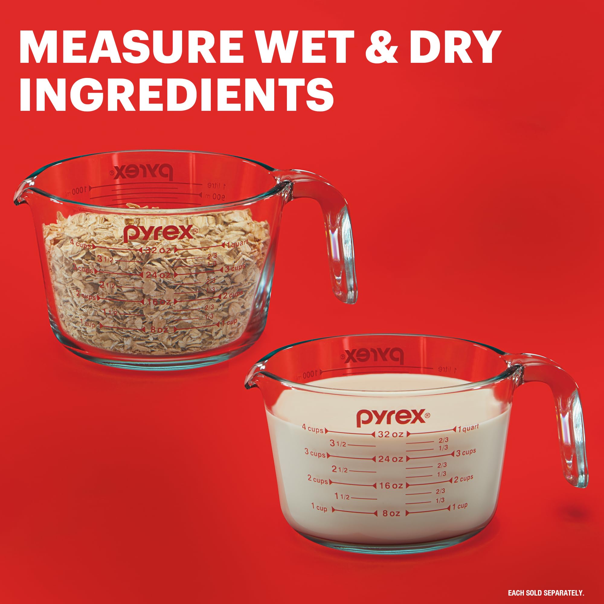 Pyrex 3 Piece Glass Measuring Cup Set, Includes 1-Cup, 2-Cup, and 4-Cup Tempered Glass Liquid Measuring Cups, Dishwasher, Freezer, Microwave, and Preheated Oven Safe, Essential Kitchen Tools 🍁 All In One Marketplace Canada