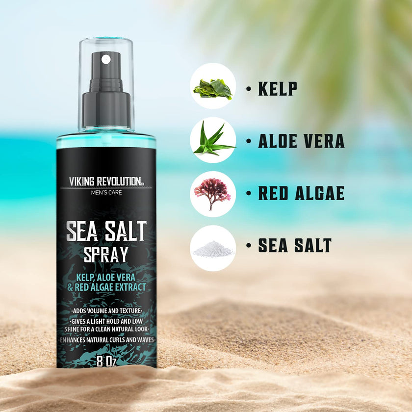 Viking Revolution - Sea Salt Spray Hair Men - 240ml - Texturizing Spray with Kelp, Aloe Vera & Red Algae Extract - Hairspray to Add Volume & Texture - Beach Hair Spray - Gifts For Men 🍁 All In One Marketplace Canada