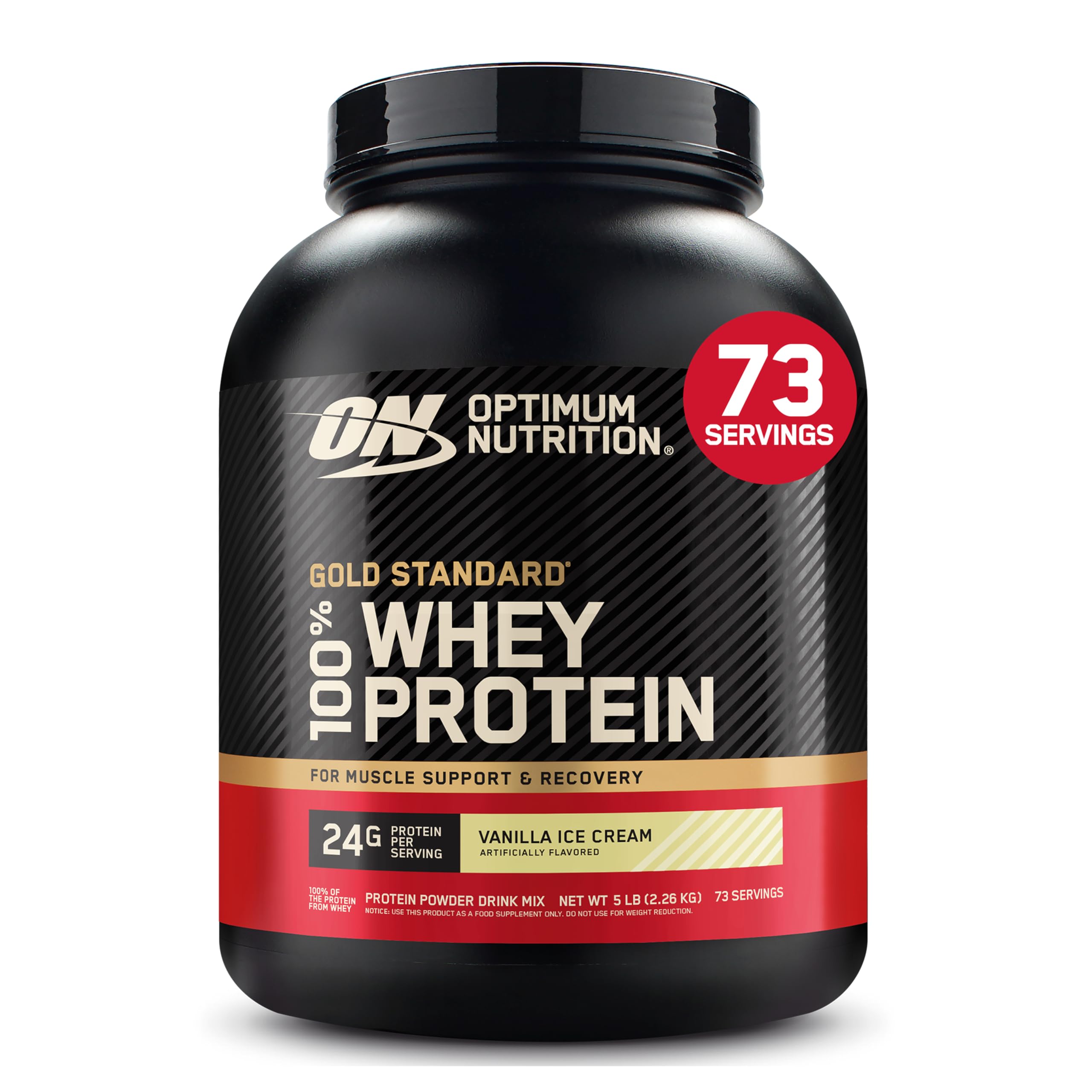 Optimum Nutrition Gold Standard 100% Whey Protein Powder, 2.270g - Vanilla Ice Cream - 73 servings (packaging may vary) 🍁 All In One Marketplace Canada