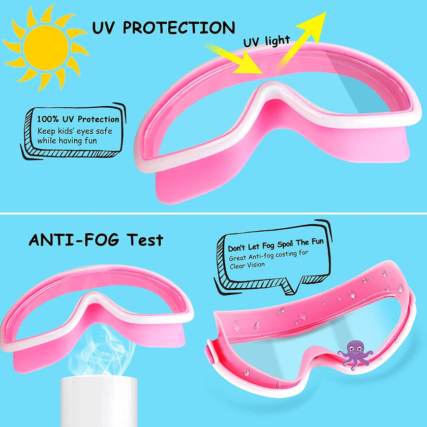 COOLOO Kids Swim Goggles for Age 3-15, 2 Pack Kids Goggles for Swimming with Nose Cover, No Leaking, Anti-Fog, Waterproof 🍁 All In One Marketplace Canada