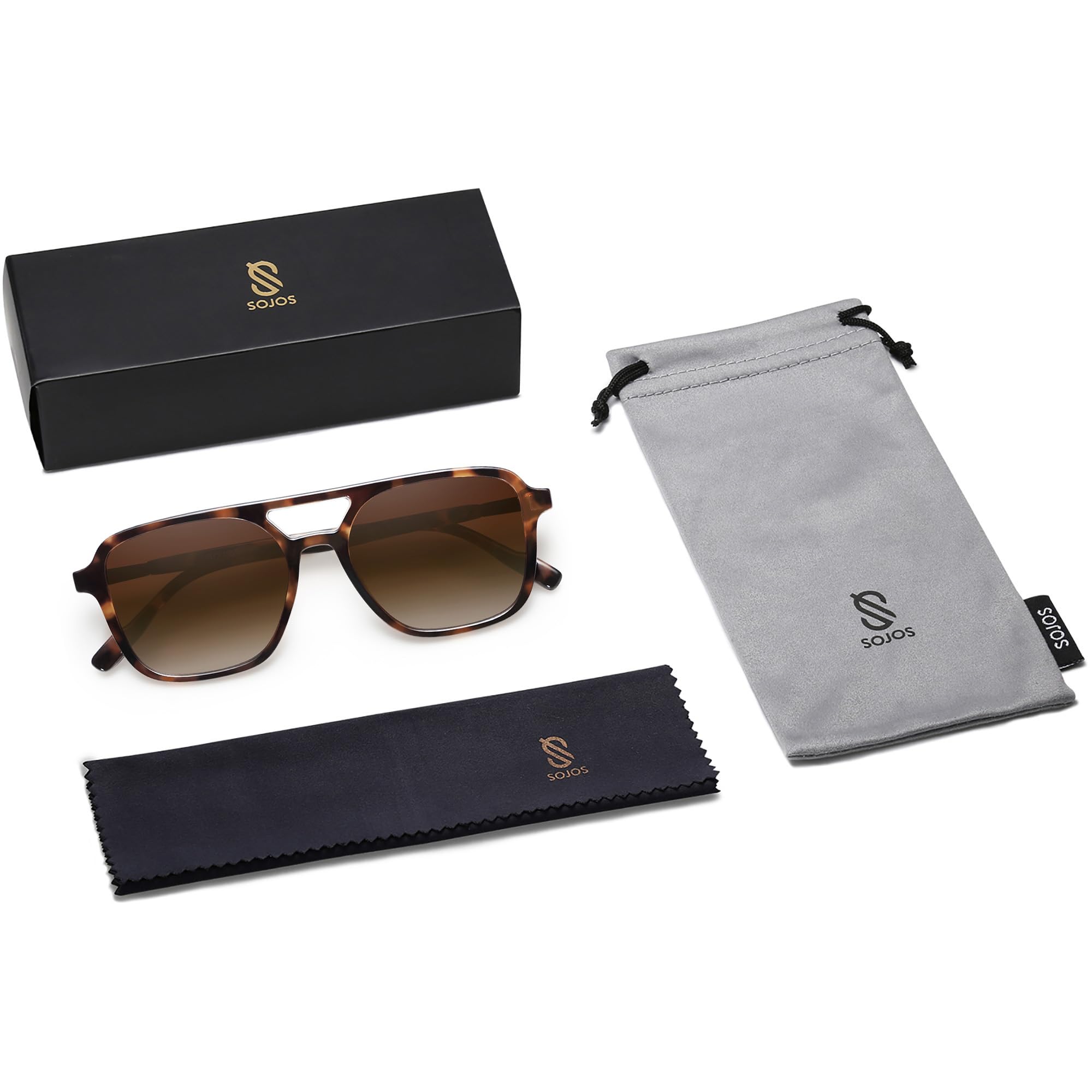 SOJOS Retro Aviator Sunglasses for Women Men,Trendy Rectangle Womens Mens Shades Sun Glasses SJ2202 Tortoise Frame Brown Grading Lens 🍁 All In One Marketplace Canada