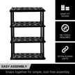 Koolatron Oscar Heavy Duty Plastic Storage Shelves- for Garage, Kitchen, Bathroom Basement, Kids Room, Toys,Stackable 4-Tier Black, Organizer Rack for Books Shoes, Pantry, Cleaning, Made in Canada 🍁 All In One Marketplace Canada