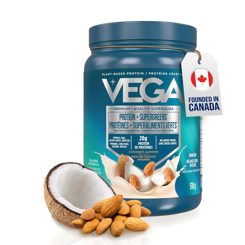 Vega Protein + Supergreens Vegan Plant Based Protein Powder – 20g Organic Pea Protein, Dairy-free, Healthy Breakfast Shake – Coconut Almond, 18 Servings, 518 grams (Pack of 1) 🍁 All In One Marketplace Canada