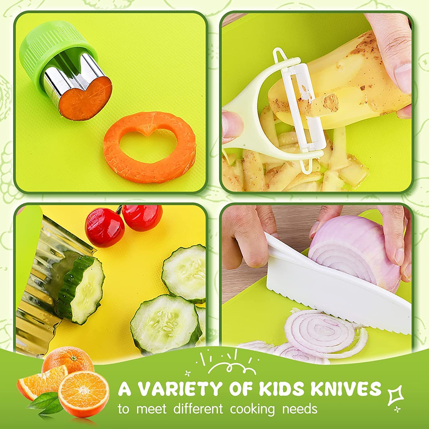 Montessori Kitchen Tools for Toddlers-Kids Cooking Sets Real-Toddler Safe Knives Set (13pcs) 🍁 All In One Marketplace Canada