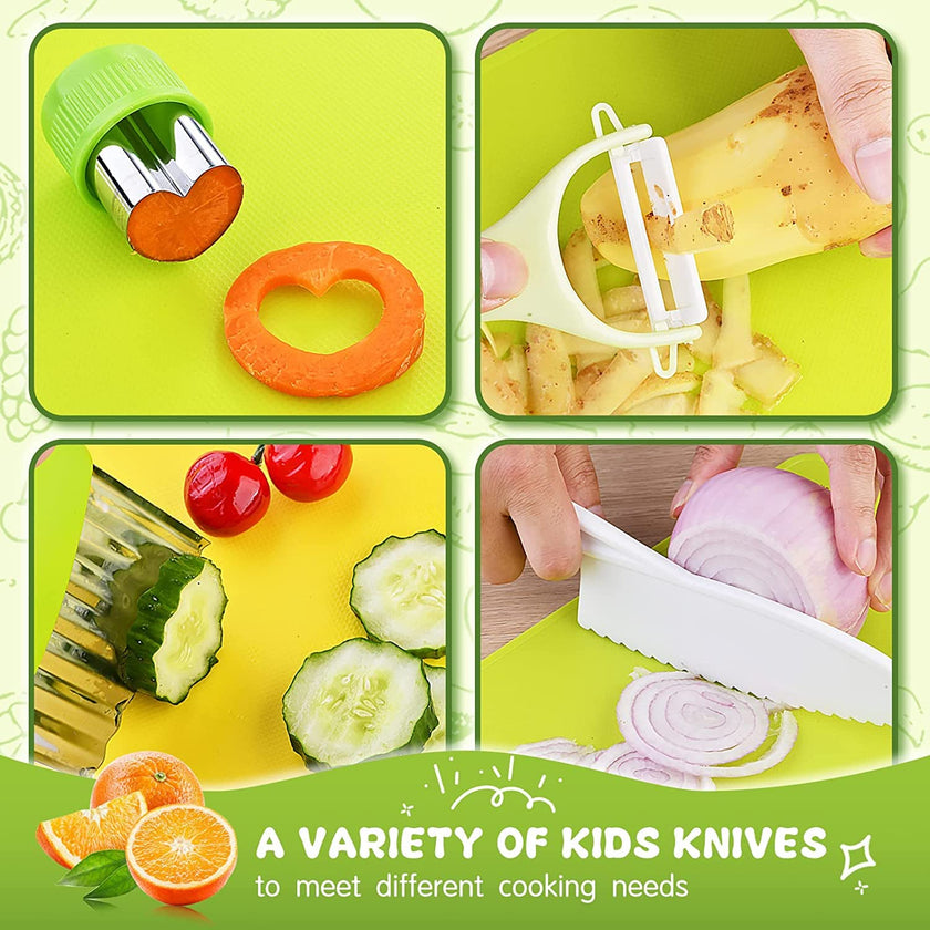 Montessori Kitchen Tools for Toddlers-Kids Cooking Sets Real-Toddler Safe Knives Set (13pcs) 🍁 All In One Marketplace Canada