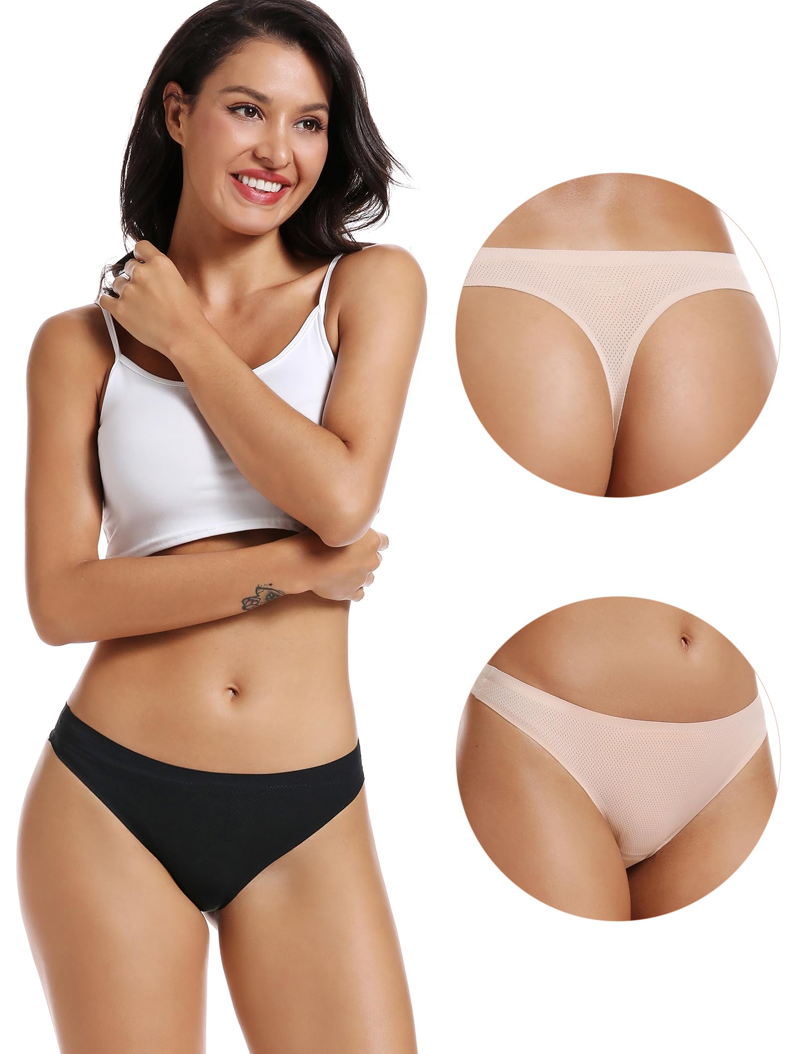 VOENXE Seamless Women Underwear Thongs,No Show Ladies Panties,Breathable Active Sports Thong,Invisible Workout Undies 5 Pack 🍁 All In One Marketplace Canada