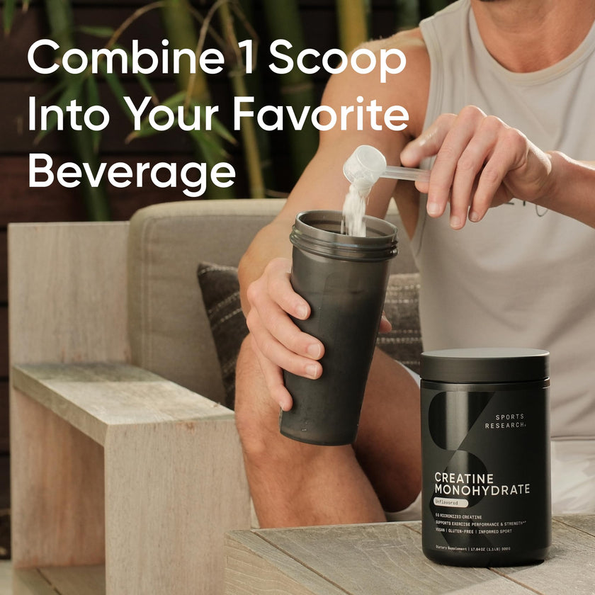 Sports Research® Creatine Monohydrate - Pure Micronized Creatine Monohydrate Powder - Improves strength, power, and performance for Women and Men | Non-GMO 100 Servings 🍁 All In One Marketplace Canada
