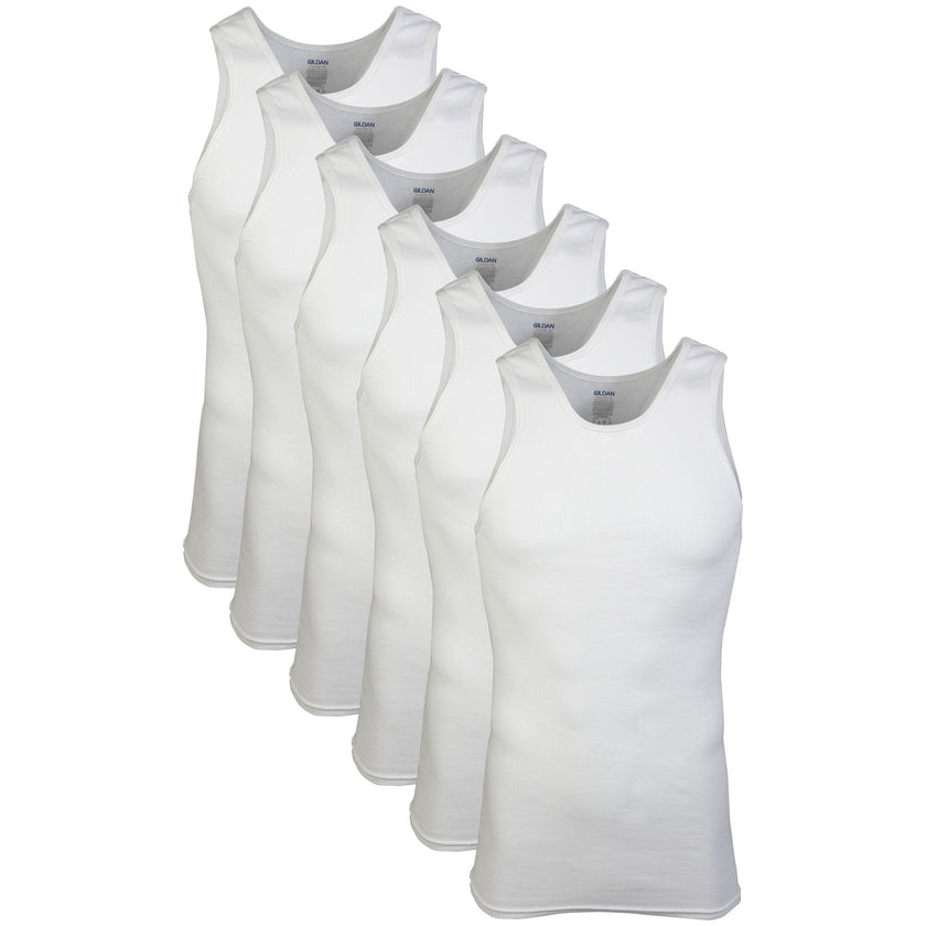 Gildan Men's A-Shirt Tanks, Multipack, Style G1104, White, Large 🍁 All In One Marketplace Canada