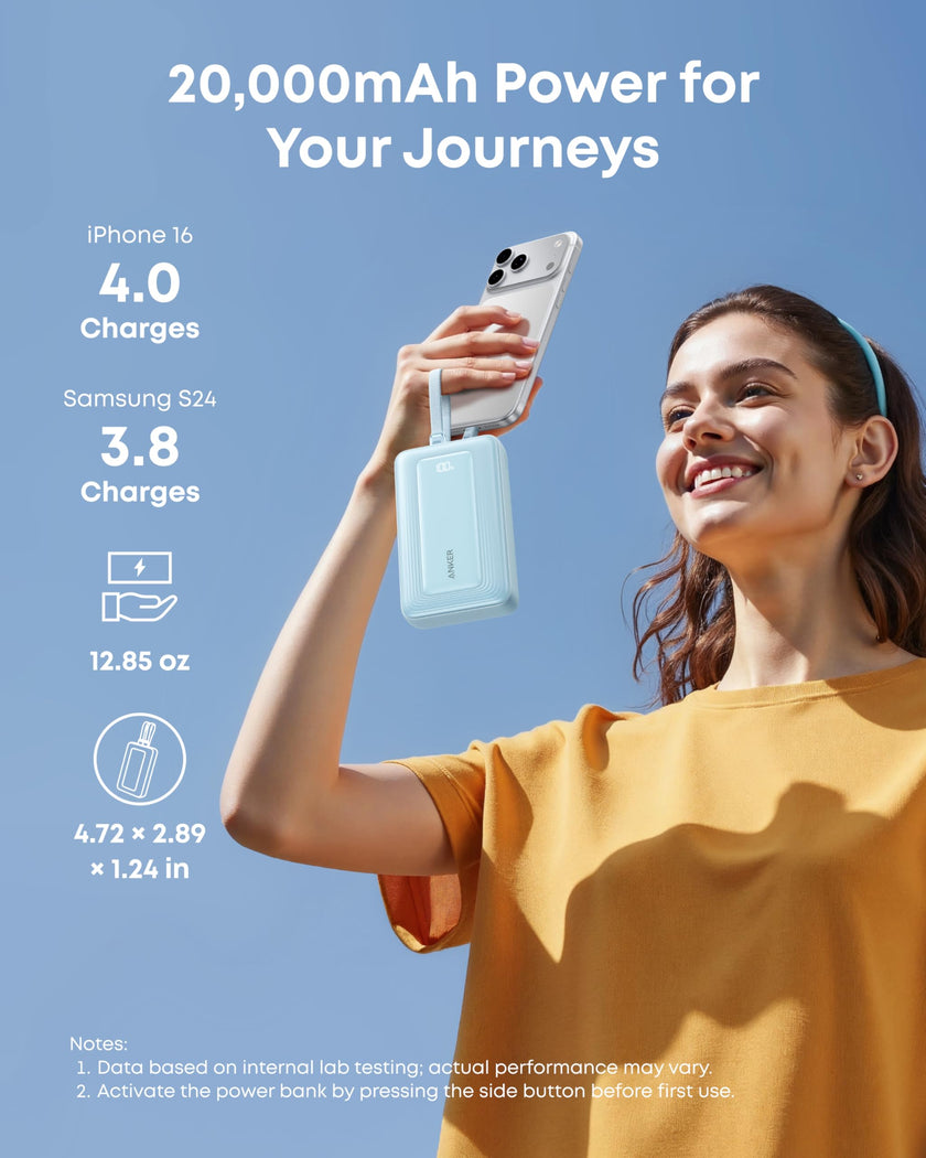 Anker Zolo Power Bank, 20,000mAh 45W Max Fast Portable Charger with Built-in USB-C Cable, USB C&A, 40W Battery Pack for iPhone 17 Series, MacBook, Samsung, and More (Built-in C Cable*2) 🍁 All In One Marketplace Canada