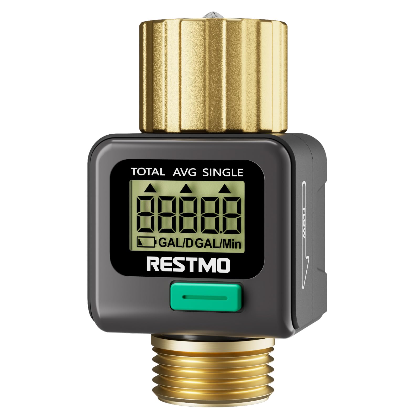 RESTMO Water Flow Meter, Pure Brass Inlet & Outlet | 4 Measure Modes | Display Gallon/Liter Usage and Flow Rate | Ideal to Outdoor Garden Hose, Lawn Sprinkler Watering, RV Water Tank Filling 🍁 All In One Marketplace Canada