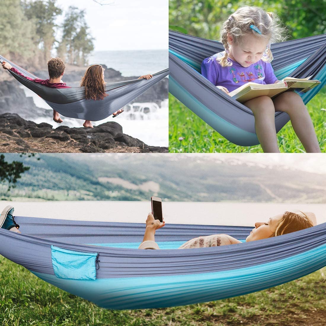 Camping Hammock Portable Nylon Hammocks with Tree Straps Single Lightweigtht Hammock Swing for Outdoors, Backpacking, Camping, Travel, Beach, Garden, Breathable & Quick Drying Parachute 🍁 All In One Marketplace Canada