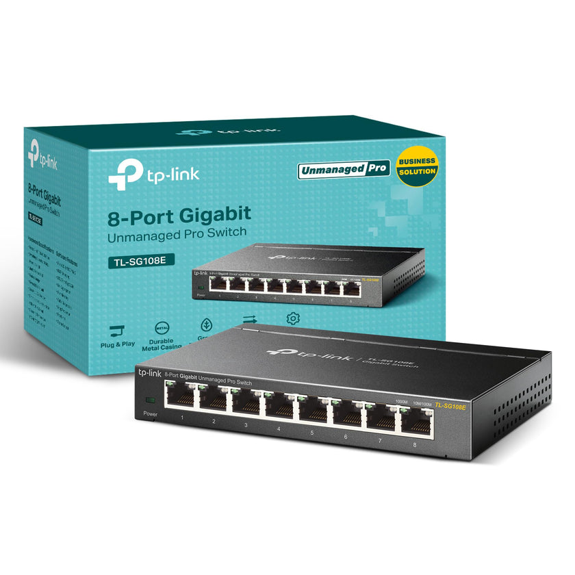 TP-Link 8 Port Gigabit Easy Smart Switch (TL-SG108E) – Managed, Plug & Play, Metal Housing, QoS, VLAN, IGMP, LAG, Desktop/Wall Mount, Limited Lifetime Protection 🍁 All In One Marketplace Canada