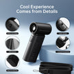 JISULIFE Portable Handheld Fan Life9, Turbo Power High Speed Air [18H Max Cooling Time], 5 Gear Wind, 5000mAh Rechargeable, Mini Pocket Design, Personal Fan for Travel Concerts Camping Makeup - Black 🍁 All In One Marketplace Canada