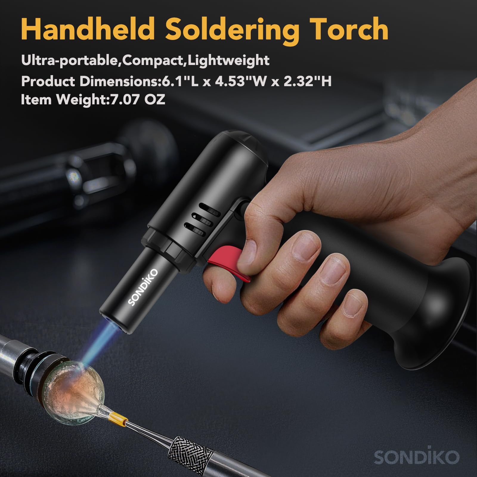 Sondiko Blow Torch with Fuel Gauge, Refillable Butane Torch Lighter with Safety Lock and Adjustable Flame, One-Handed Operation, Fit All Butane Tanks Kitchen Torch 🍁 All In One Marketplace Canada