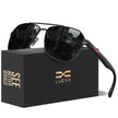 LUENX Aviator Sunglasses for Men Square Polarized Polygon Black Lens Matte Black Frame - UV 400 Protection with Accessories Driving 🍁 All In One Marketplace Canada