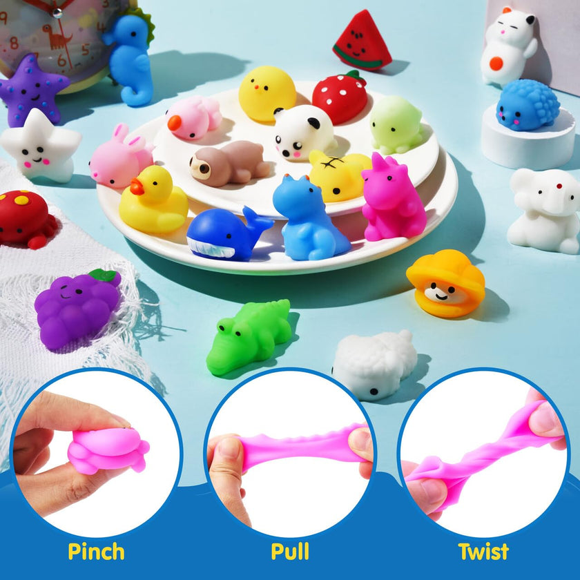 JOYIN Mochi Squishy Toys Set, Random 25 Pack Mini Mochi Party Favors for Kids, Easter Gifts for Kids Kawaii Squishy Toy Stress Relief Toys, Goodie Bags Fillers with Storage Box, Classroom Prizes 🍁 All In One Marketplace Canada