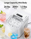 EUHOMY Countertop Ice Maker Machine with Handle, 26lbs Per Day, 9 Ice Cubes Ready in 6 Mins, Auto-Cleaning Portable Ice Maker with Basket and Scoop, for Home/Kitchen/Camping/RV (White) 🍁 All In One Marketplace Canada